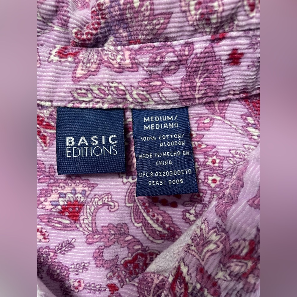 Basic Editions Women’s Paisley button up Flannel -Sz M - Picture 9 of 11